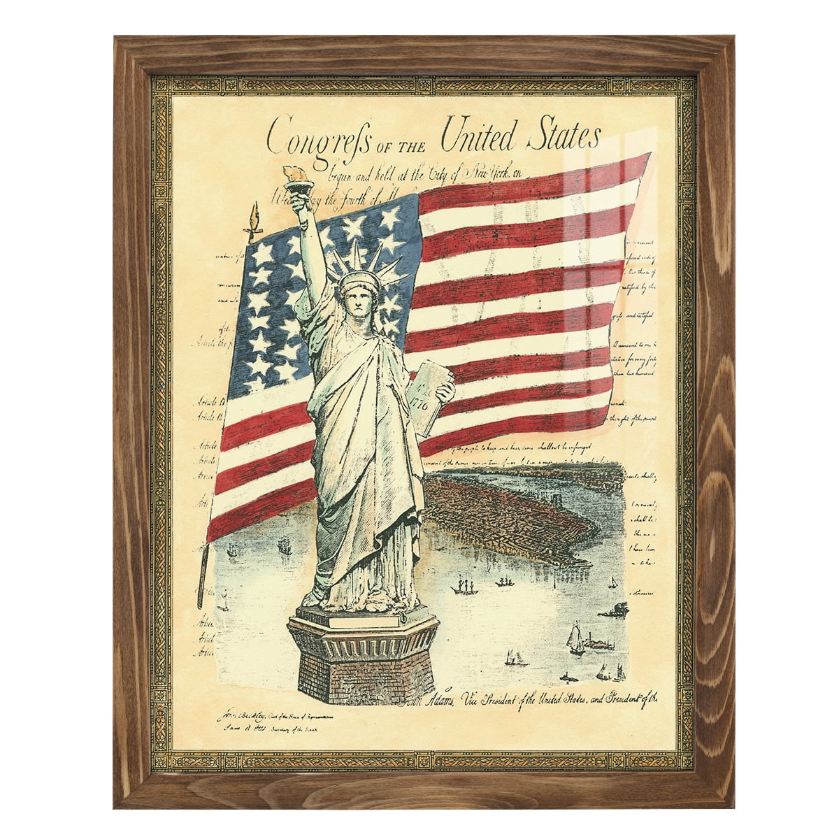 USE D # Proud To Be An American I -Framed Print w/glass-Walnut