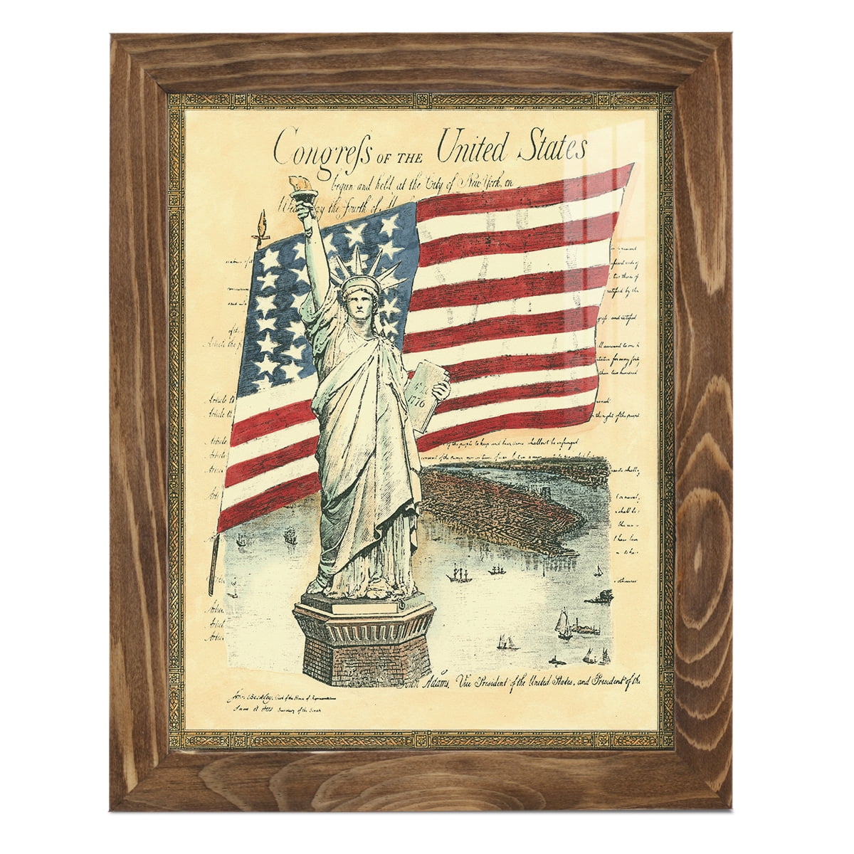 USE D # Proud To Be An American I -Framed Print w/glass-Walnut