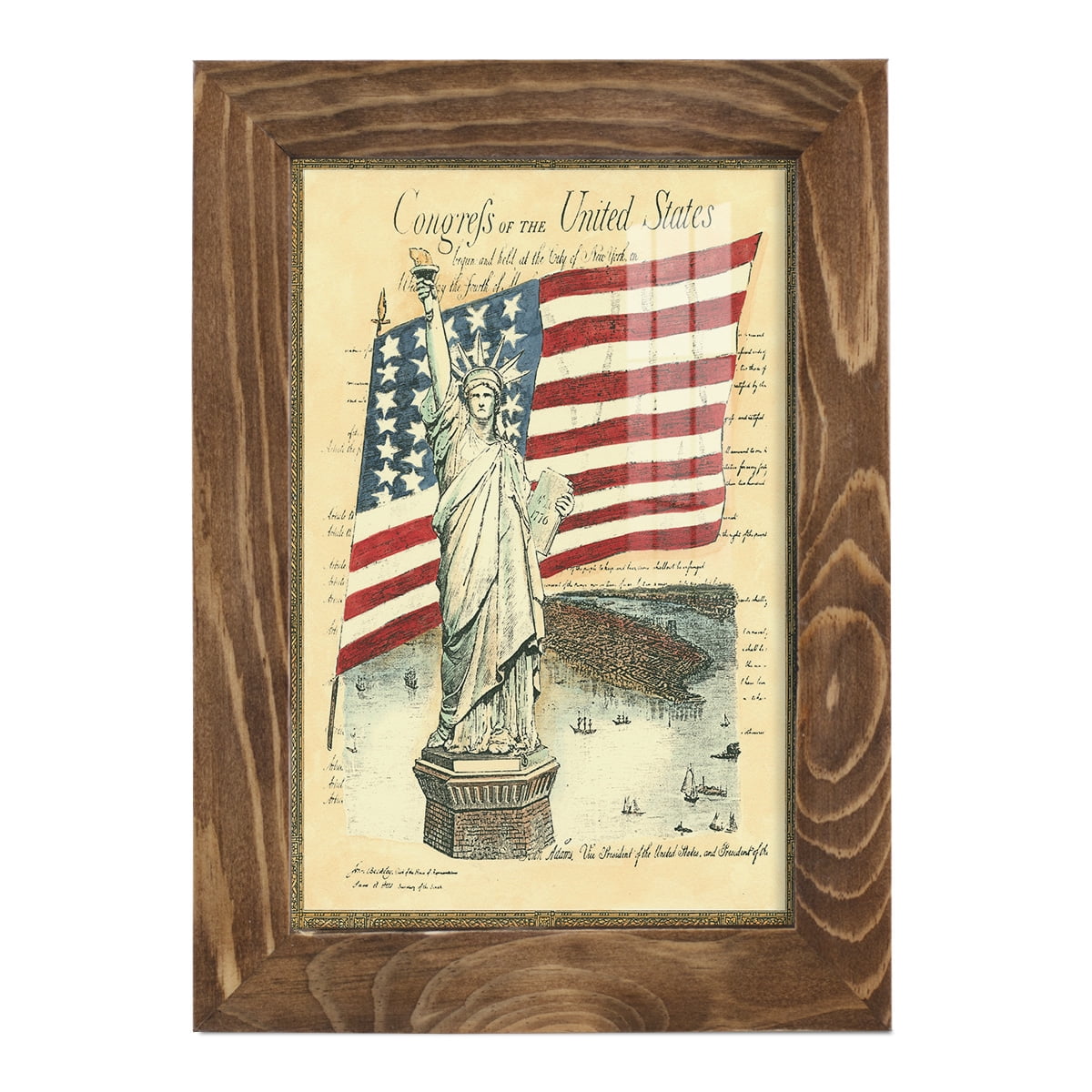 USE D # Proud To Be An American I -Framed Print w/glass-Walnut