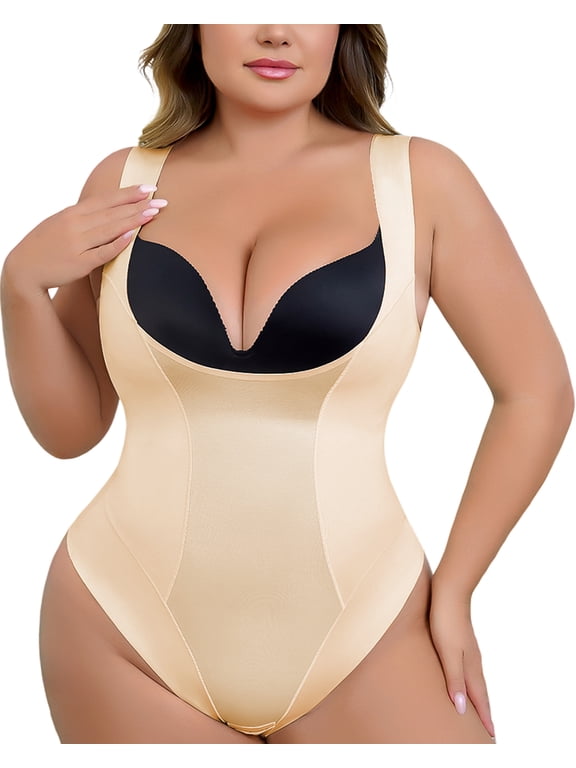 Open Bust Shapewear Bodysuits for Women Plus Size Tummy Control Thong Shapewear Seamless Body Shaper