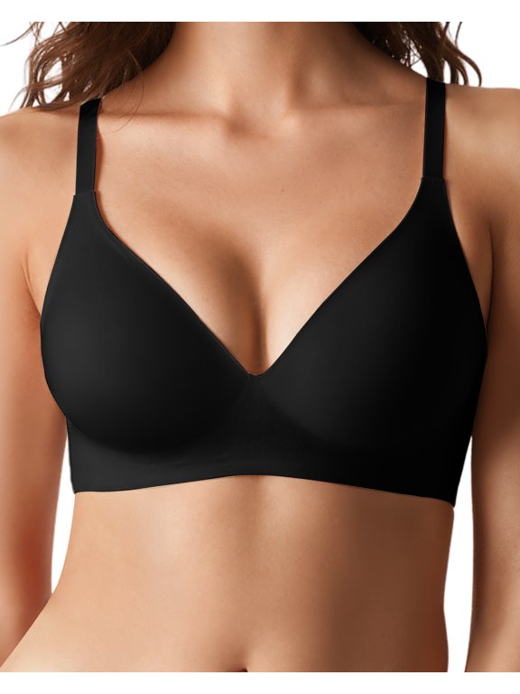 Seamless Wirefree Bra for Women Deep V Neck Soft Everyday T Shirt Bras No Underwire Comfortable Push Up Bralette