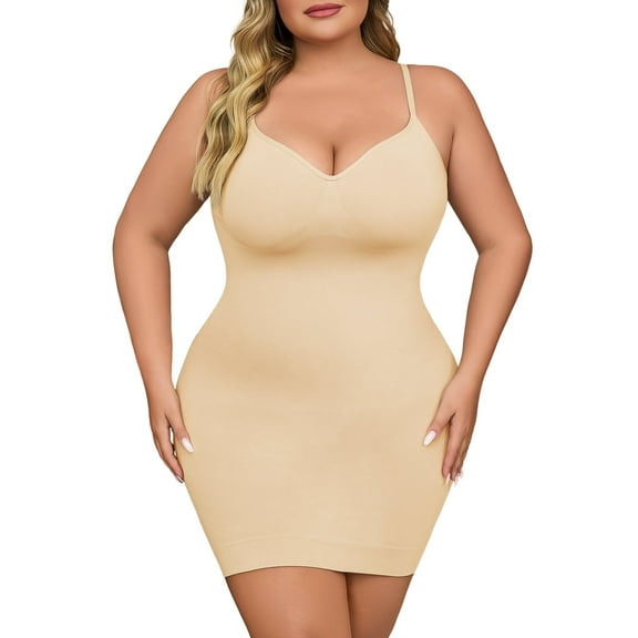 USEASY Shapewear Slip for Women Plus Size Tummy Control Shapewear Dress Seamless Full Body Shaper