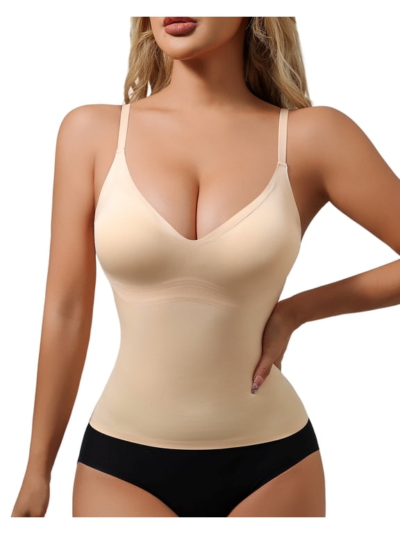 Shapewear Tank Tops with Bulit in Bra for Women Tummy Control Seamless Slimming Compression Tank Camisole