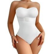 USEASY Strapless Shapewear Bodysuits for Women Plus Size Tummy Control Shapewear Thong Bodysuit with Built in Bra Seamless Sculpting Body Shaper