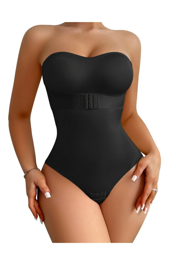 Strapless Shapewear Bodysuits for Women Tummy Control Shapewear Thong Bodysuit with Built in Bra Body Shaper