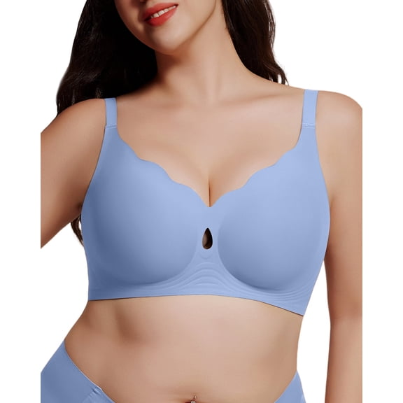USEASY Seamless Push Up Bras for Women No Underwire Scalloped Full Coverage Everyday Bra