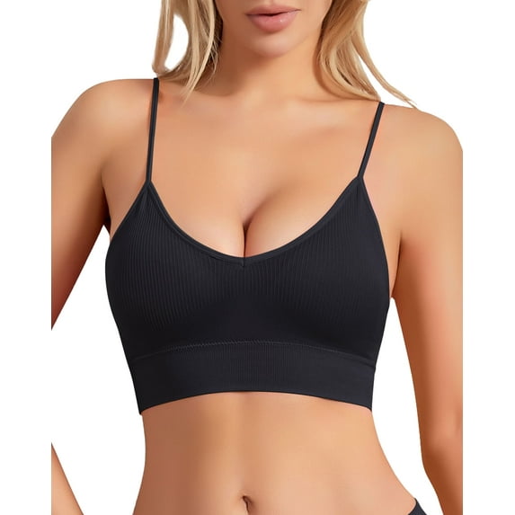 USEASY Women's Triangle Bralette Plunge Seamless Bra No Underwire Sexy Comfortable Everyday Bra