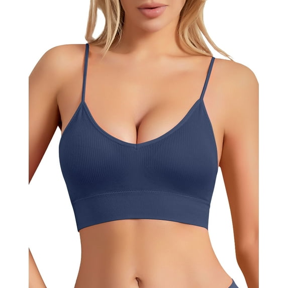 USEASY Women's Triangle Bralette Plunge Seamless Bra No Underwire Sexy Comfortable Everyday Bra