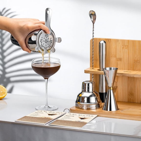 USEERIL Espresso Martini Kit Gifts Set with 2 Glasses,Mixology Bartender Kit,Cocktail Shaker Set with Bamboo Stand for Drink Mixer,Bar Set for House Warming Gifts,Home bar,Party Favors