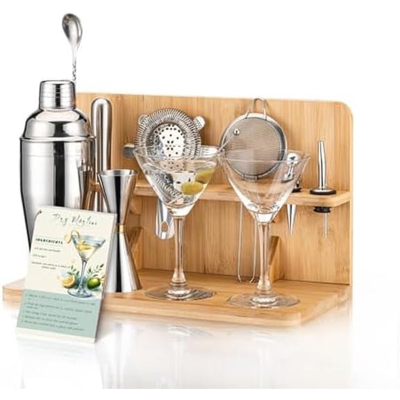 USEERIL Martini Set with Shaker and Glasses, Espresso Martini kit with Bamboo Stand,Dirty Martini Gift,Cocktail Shaker Set for House Warming,Home bar,Party Favors$$Home Decor, Kitchen, & Other