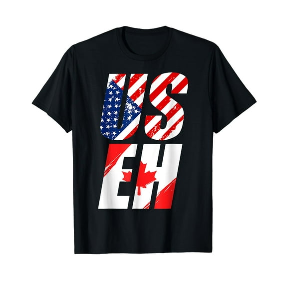 USEH Leaf Canadian American Flag Shirt Canada USA Flag T-Shirt