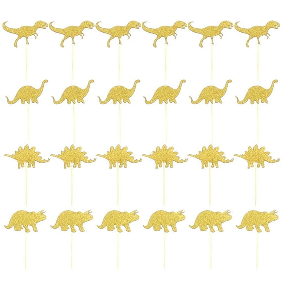 HEMOTON Cake Toppers Glittering Paper Decorations for Kids Party and Birthday Cake 24 Pieces