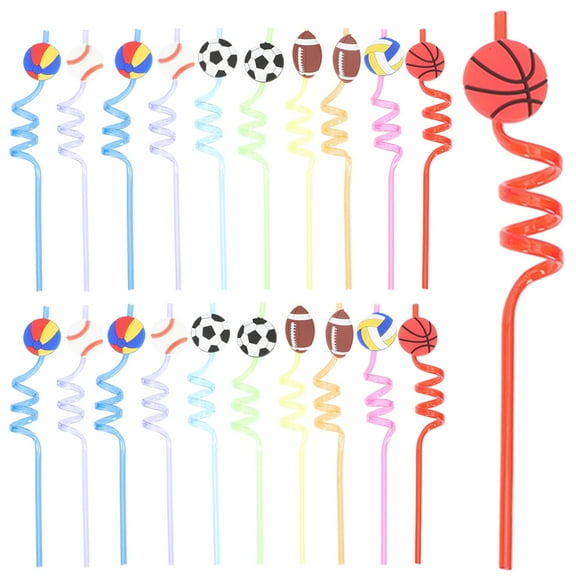 USEOSITY 24-Pack Sports Themed Drinking Straws for Birthday Parties, Party Favors, Kids Events, and Outdoor Celebrations
