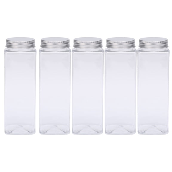 USEOSITY 5-Pack Clear Empty Bottles with Tamper-Evident Caps, Reusable Beverage Containers for Liquids and Drinks