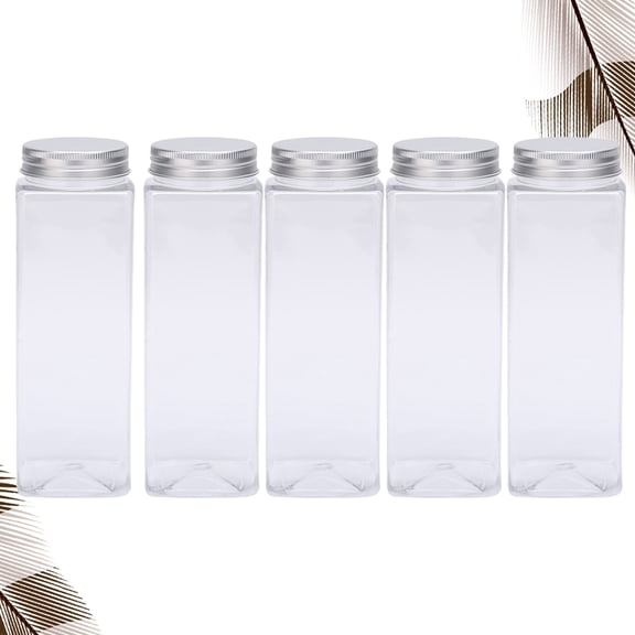 USEOSITY 5-Pack Clear Empty Bottles with Tamper-Evident Caps, Reusable Beverage Containers for Liquids and Drinks