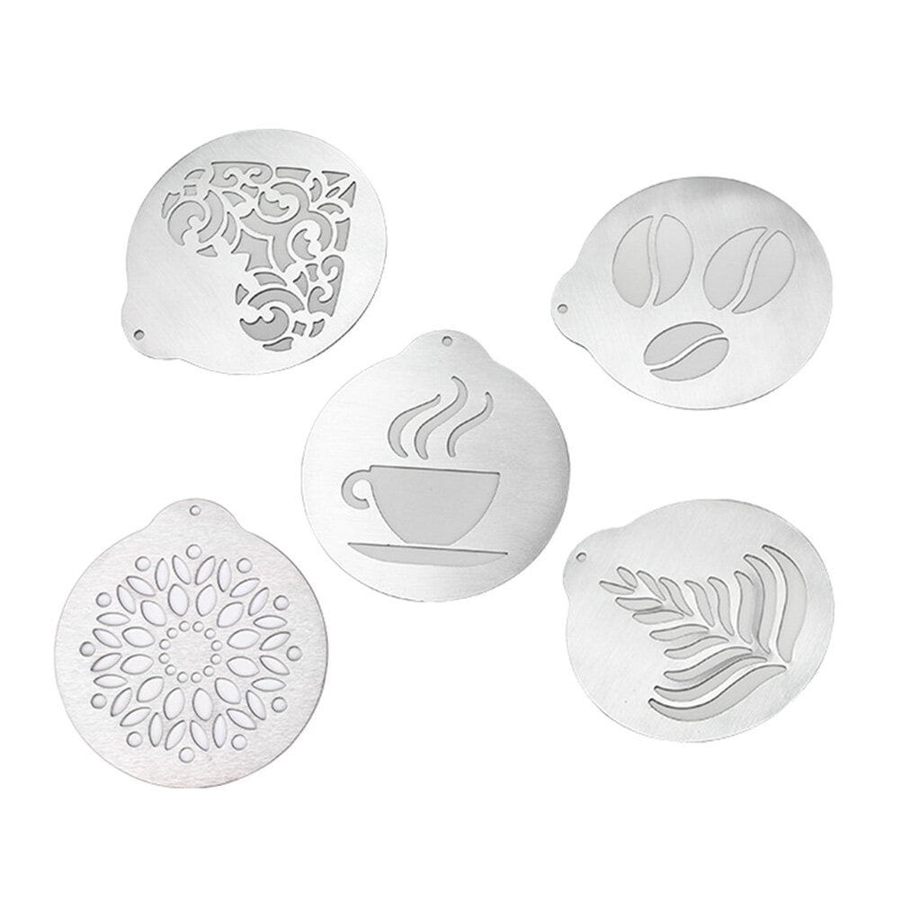 USEOSITY 5pcs Coffee Stencils, Stainless Steel Coffee Stencils ...