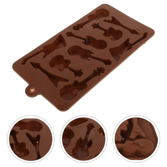 USEOSITY Silicone Guitar Mold Rubber Molds Chocolate Candy Mold Instrument Mold Cube Tray for Fondant Bread Cake Cookie Musician Party Favor
