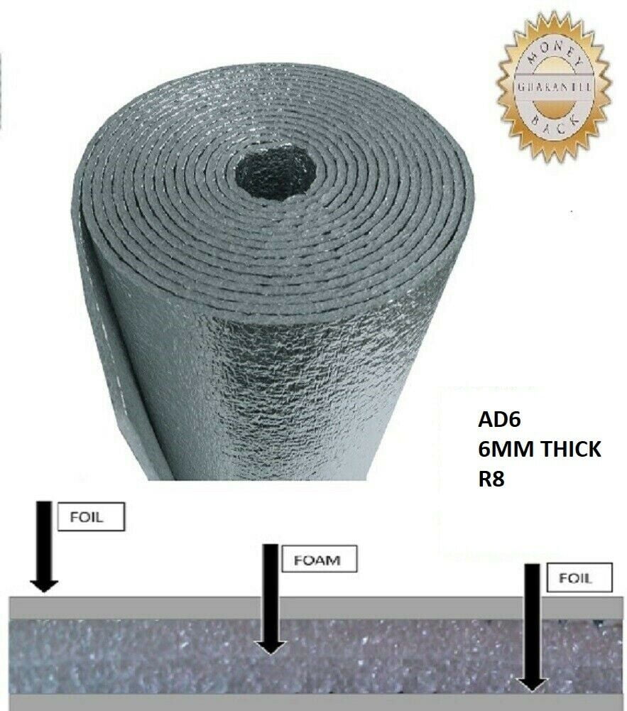 USEP 6mm Premium Reflective Insulation Roll Foam Core Radiant Barrier R8 48 inch X 10ft