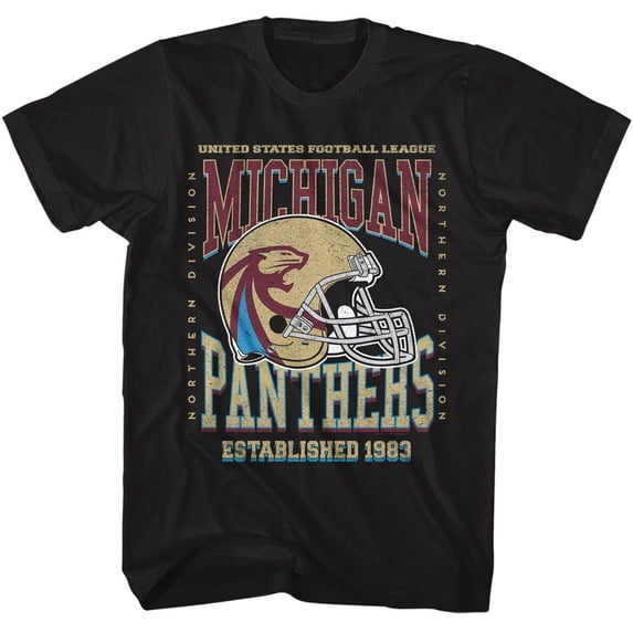 USFL Michigan Panthers Black Adult T-Shirt 2Xl