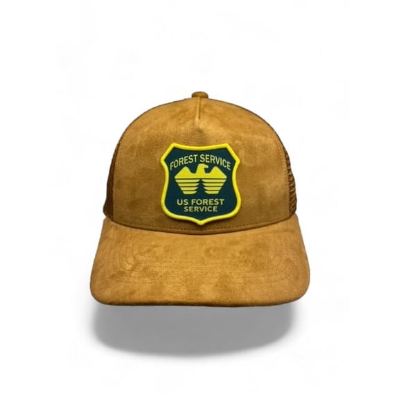 USFS Ranger Suede Trucker Hat - Adjustable Mesh Snapback for Outdoor Enthusiasts & Firefighters