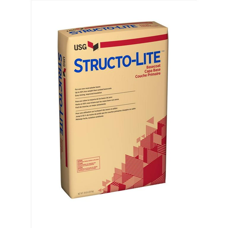 USG STRUCTO-LITE Basecoat Plaster 50 lb - White, Mix Machine USG STRUCTO-LITE Basecoat Plaster 50 lb - White, Mix Machine