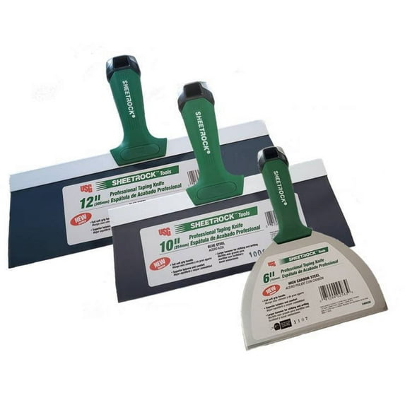 USG Sheetrock Pro Drywall Taping Knife Set 6-10-12" Blue Steel Matrix Style Grip