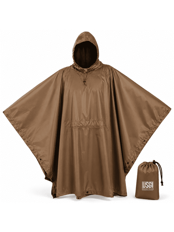 Multi-Use Ripstop Rain Poncho - Portable Emergency Tent and Shelter for Camping, Hiking, Winter
