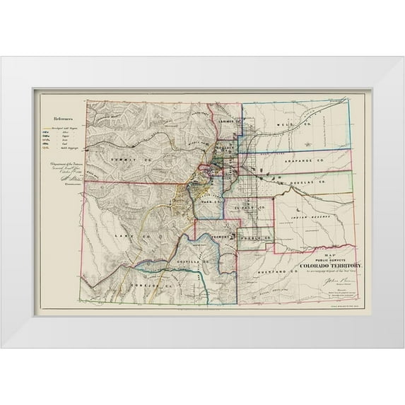 USGLO 18x13 White Modern Wood Framed Museum Art Print Titled - Colorado - USGLO 1866