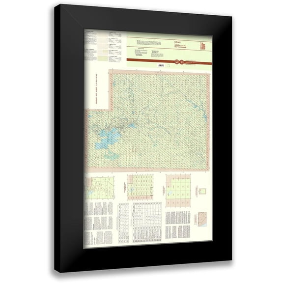 USGS 10x14 Black Modern Framed Museum Art Print Titled - Utah Utah Index Quad - USGS 1996