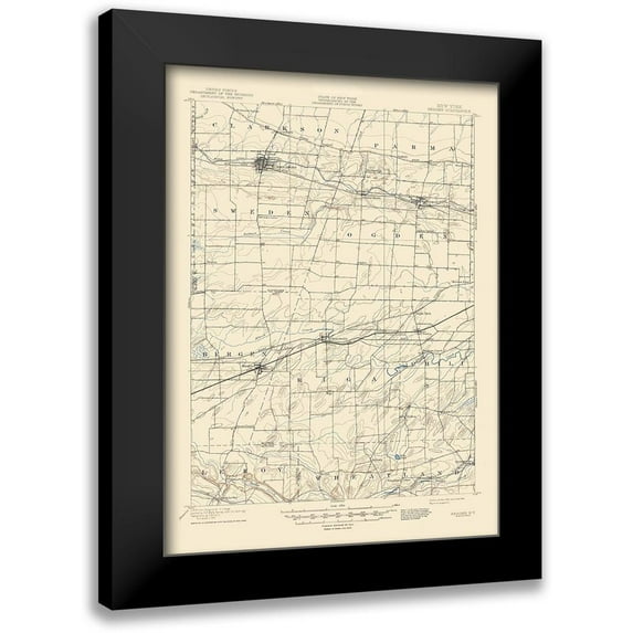 USGS 11x14 Black Modern Framed Museum Art Print Titled - Bergen New York Quad - USGS 1899