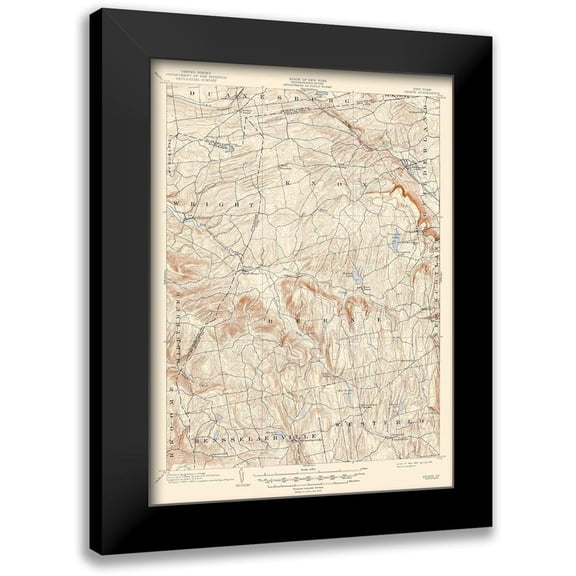 USGS 11x14 Black Modern Framed Museum Art Print Titled - Berne New York Quad - USGS 1903