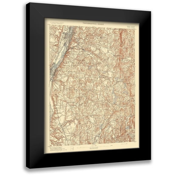 USGS 11x14 Black Modern Framed Museum Art Print Titled - Troy New York Sheet - USGS 1893
