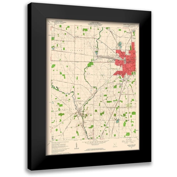 USGS 11x14 Black Modern Framed Museum Art Print Titled - West Marion Ohio Quad - USGS 1961