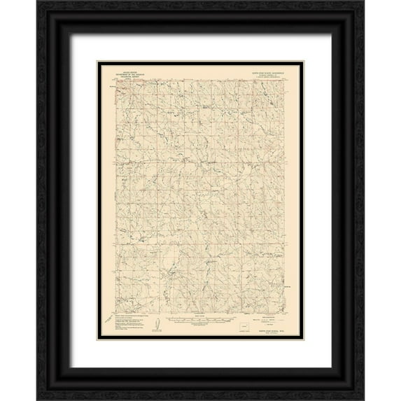 USGS 11x14 Black Ornate Wood Framed with Double Matting Museum Art Print Titled - North Star School Wyoming Quad - USGS 1959