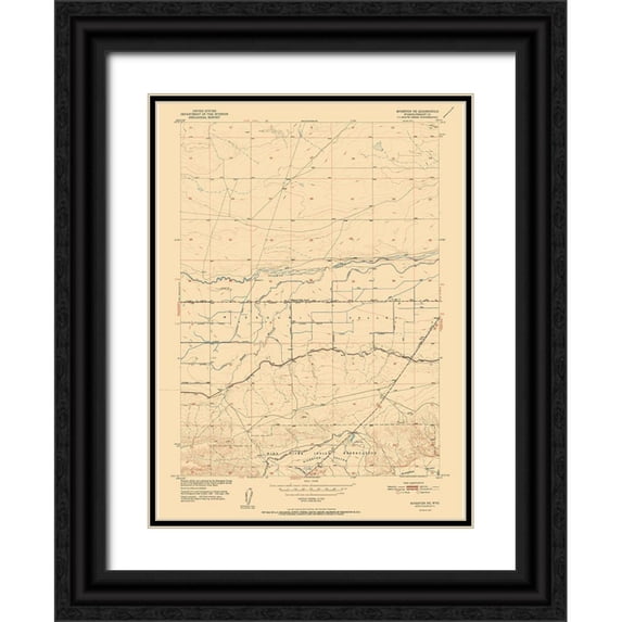 USGS 11x14 Black Ornate Wood Framed with Double Matting Museum Art Print Titled - Riverton Wyoming Quad - USGS 1952