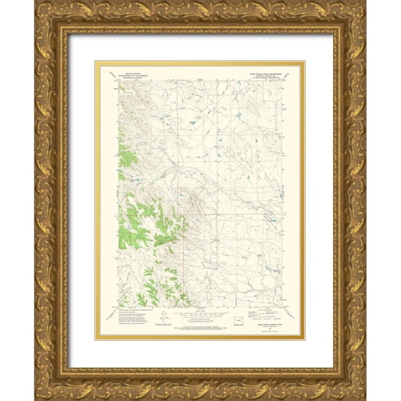 USGS 11x14 Gold Ornate Wood Framed with Double Matting Museum Art Print Titled - Coon Track Creek Wyoming Quad - USGS 1971