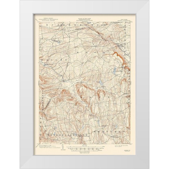 USGS 11x14 White Modern Wood Framed Museum Art Print Titled - Berne New York Quad - USGS 1903