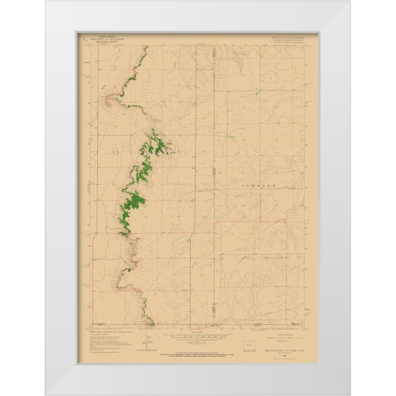 USGS 11x14 White Modern Wood Framed Museum Art Print Titled - Pine Bluffs Wyoming Quad - USGS 1963