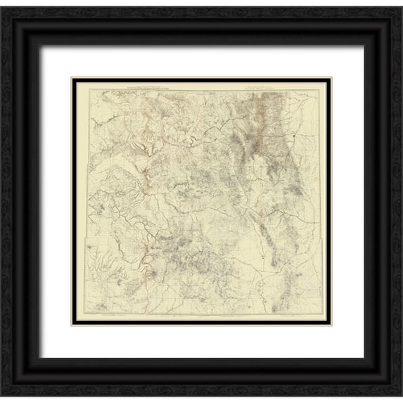 USGS 12x12 Black Ornate Wood Framed with Double Matting Museum Art Print Titled - Colorado Utah New Mexico - USGS 1881
