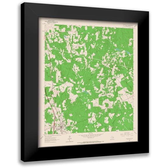 USGS 12x14 Black Modern Framed Museum Art Print Titled - Centerville Texas Quad - USGS 1964