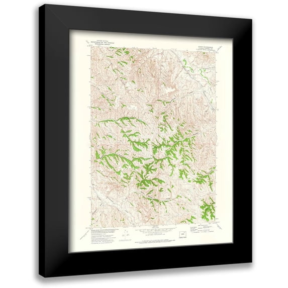 USGS 12x14 Black Modern Framed Museum Art Print Titled - Echeta Wyoming Quad - USGS 1972