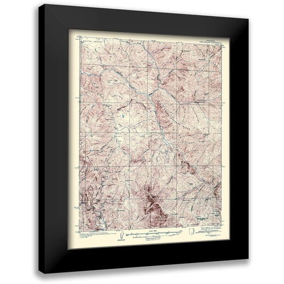 USGS 12x14 Black Modern Framed Museum Art Print Titled - Eden Valley California Quad - USGS 1928