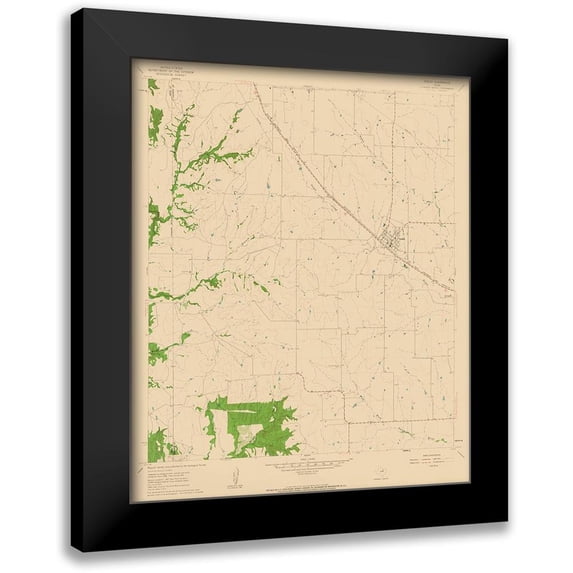 USGS 12x14 Black Modern Framed Museum Art Print Titled - Godley Texas Quad - USGS 1961