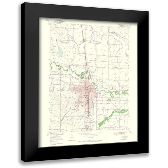 USGS 12x14 Black Modern Framed Museum Art Print Titled - Greeley Colorado Quad - USGS 1965
