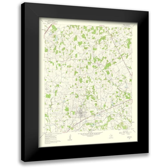 USGS 12x14 Black Modern Framed Museum Art Print Titled - Keene Texas Quad - USGS 1963