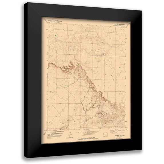 USGS 12x14 Black Modern Framed Museum Art Print Titled - Kirchnavy Butte Colorado Quad - USGS 1978