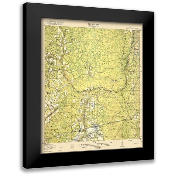 USGS 12x14 Black Modern Framed Museum Art Print Titled - Macclenny Florida Georgia Quad - USGS 1918