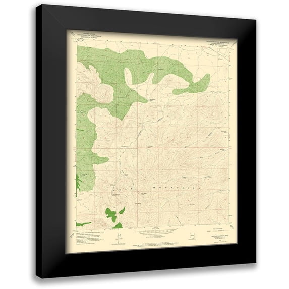 USGS 12x14 Black Modern Framed Museum Art Print Titled - Potter Mountain Arizona Quad - USGS 1958