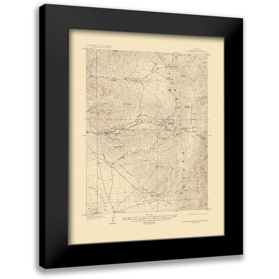 USGS 12x14 Black Modern Framed Museum Art Print Titled - Rochester Mining Nevada - USGS 1928