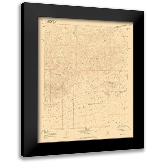 USGS 12x14 Black Modern Framed Museum Art Print Titled - Smith Creek Arizona Quad - USGS 1967